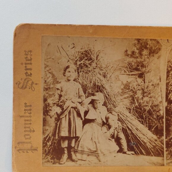ANTIQUE Stereo View Card Stereograph Children "Does it rain?" - Picture 2 of 4